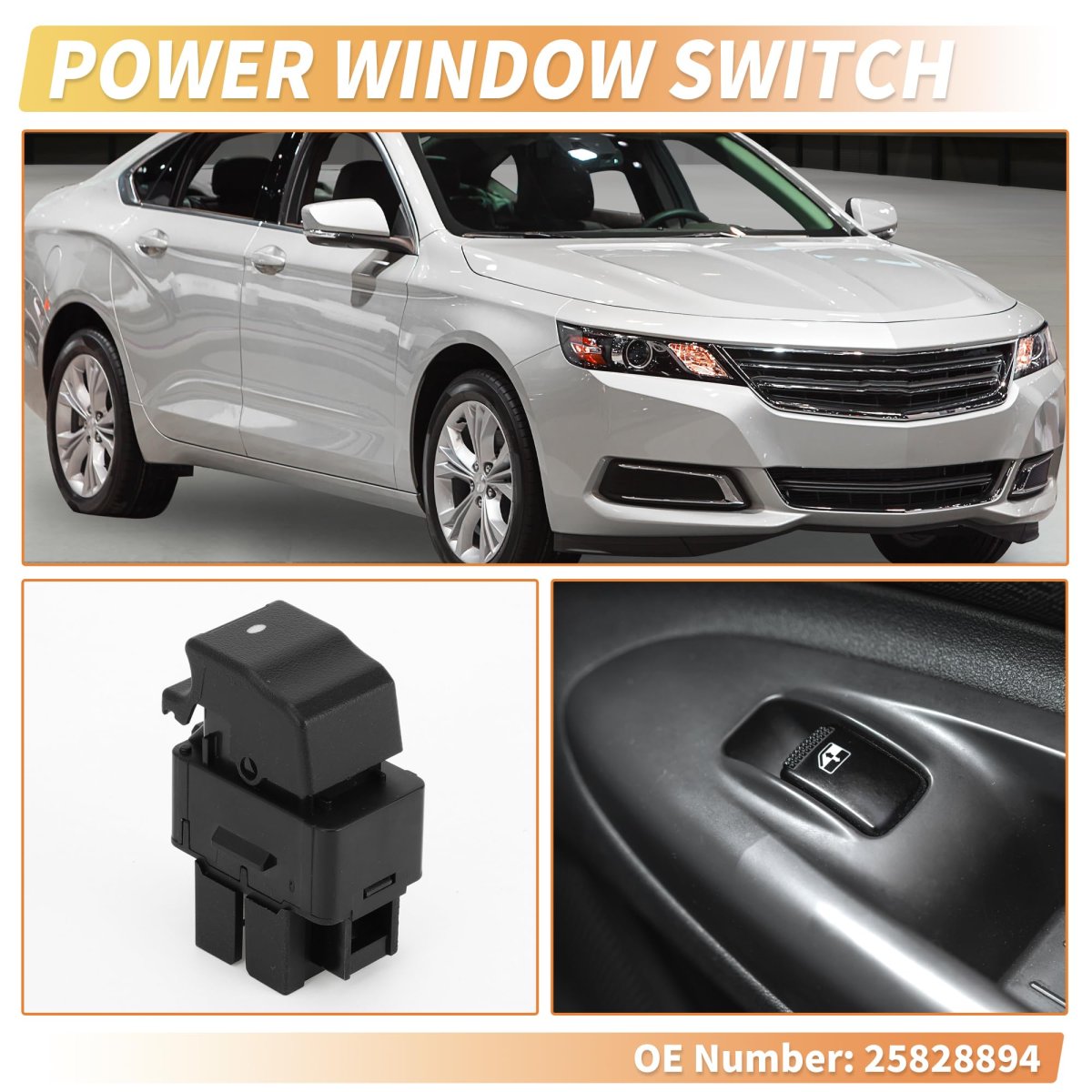 Front Right Passenger Side Power Window Switch Control No 25828894 For Chevrolet Impala 2009-2013 Black