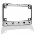 Fastasticdeals Metal Insert Bike License Plate Frame Beagle A Weatherproof Motorcycle Accessories Chrome 4 Holes Solid 