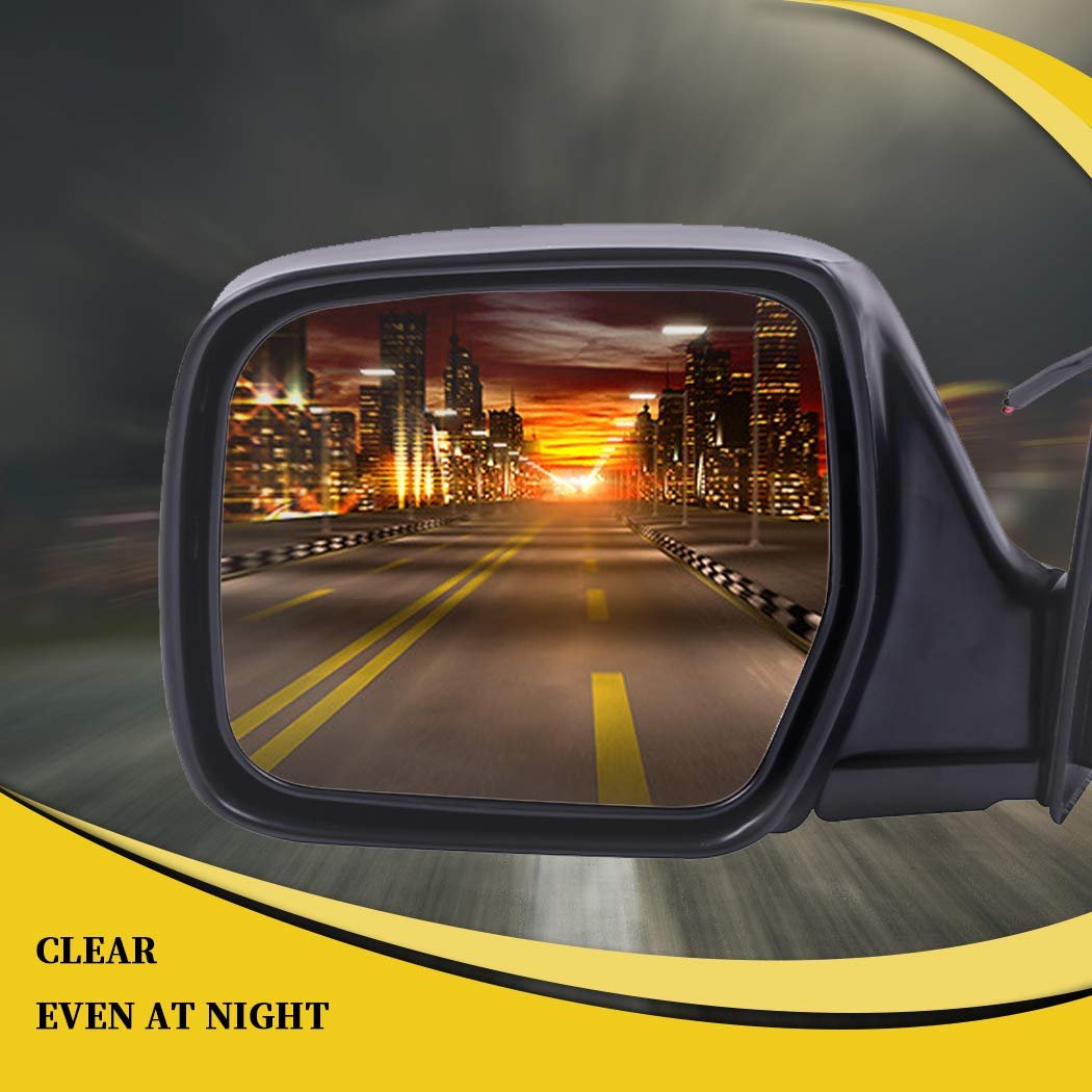 Black Left Side Mirror Fit For 1990-1997 Toyota Land Cruiser Smooth Glass Manual Folding Non-heated