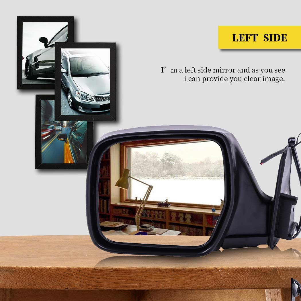 Black Left Side Mirror Fit For 1990-1997 Toyota Land Cruiser Smooth Glass Manual Folding Non-heated