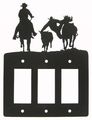 Steer Wrestling Triple Gfi Rocker Light Switch Plate Cover 