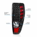 Amerilite For 2004-2012 Colorado Canyon Led Pure Black Replacement Tail Lights Set Passenger And Driver Side