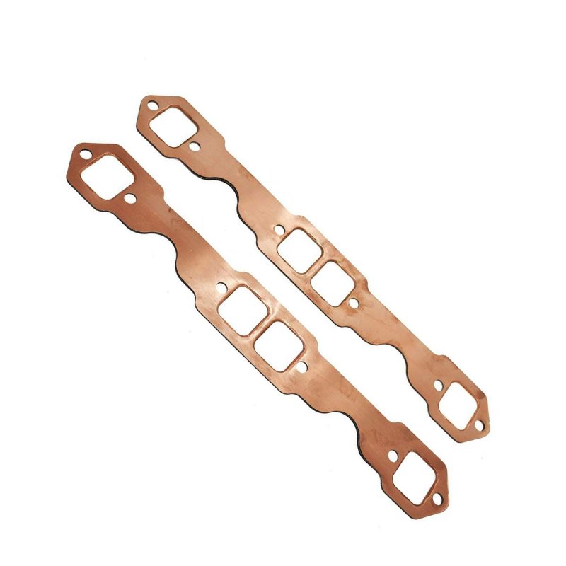 Exhaust Manifold Gasket Set 2 Pcs Square Port Copper Header Gaskets Reusable Repair Replacement For Chevy Sb 327 305 350 383