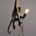 Bjtdllx Creative Monkey Chandelier Loft Vintage Resin Hemp Rope Pendant Lights Industrial Retro Lamp Wall Light Hanging Ceiling 