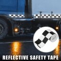 X Autohaux Reflective Black And White Checkered Tape Warning Adhesive Signs Waterproof High Visibility Sticker For Trailer Cars