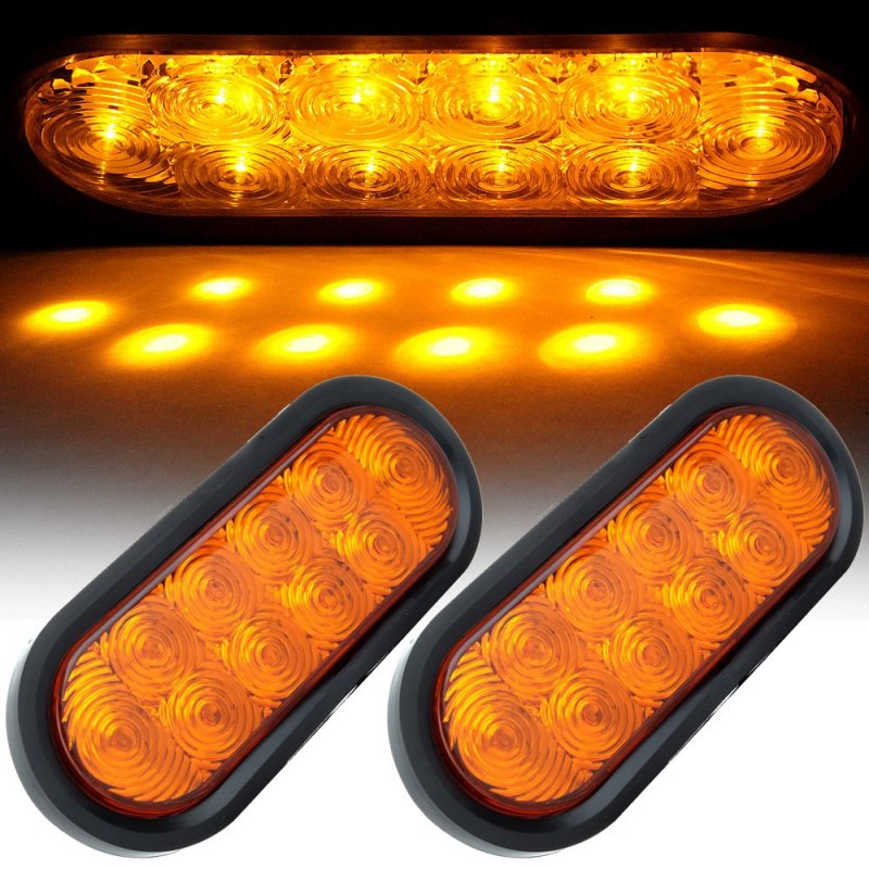 6 In Amber Led Trailer Tail Lights Assembly 2 Piece 10led Flush Mount Turn Signals For Rv Truck And Car Marker 12 Volts
