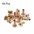 Uxcell M8x26mm T-nuts 4 Pronged Tee Nut Carbon Steel Threaded Inserts For Wood 48pcs