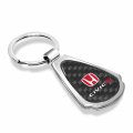 Ipick Image Compatible With Honda Red Logo Civic Si Real Black Carbon Fiber Chrome Metal Teardrop Key Chain
