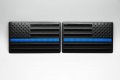 Muzzys Set Of Two 3 X5 All Black Thin Blue Line Embossed Left Right American Flag Decal Emblem Sticker Badge Back The United