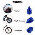 X Autohaux 8pcs Blue Tire Stem Valve Caps Covers Spike Style Universal For Cars Bikes Motorcycles