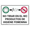 Compliancesigns Plastic No Tirar En El Wc Productos De Higiene Femenina Sign 10 X 7 In With Spanish Text And Symbol White 