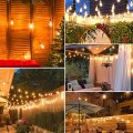St40 Led Outdoor String Lights 20ft Patio Hanging With 22 Shatterproof Clear Bulbs Warm White Brown Wire Waterproof For 