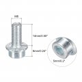 Uxcell M6x14mm Flanged Socket Head Cap Screws 50pcs 8 Grade Carbon Steel Hex Serrated Flange Bolts Machine