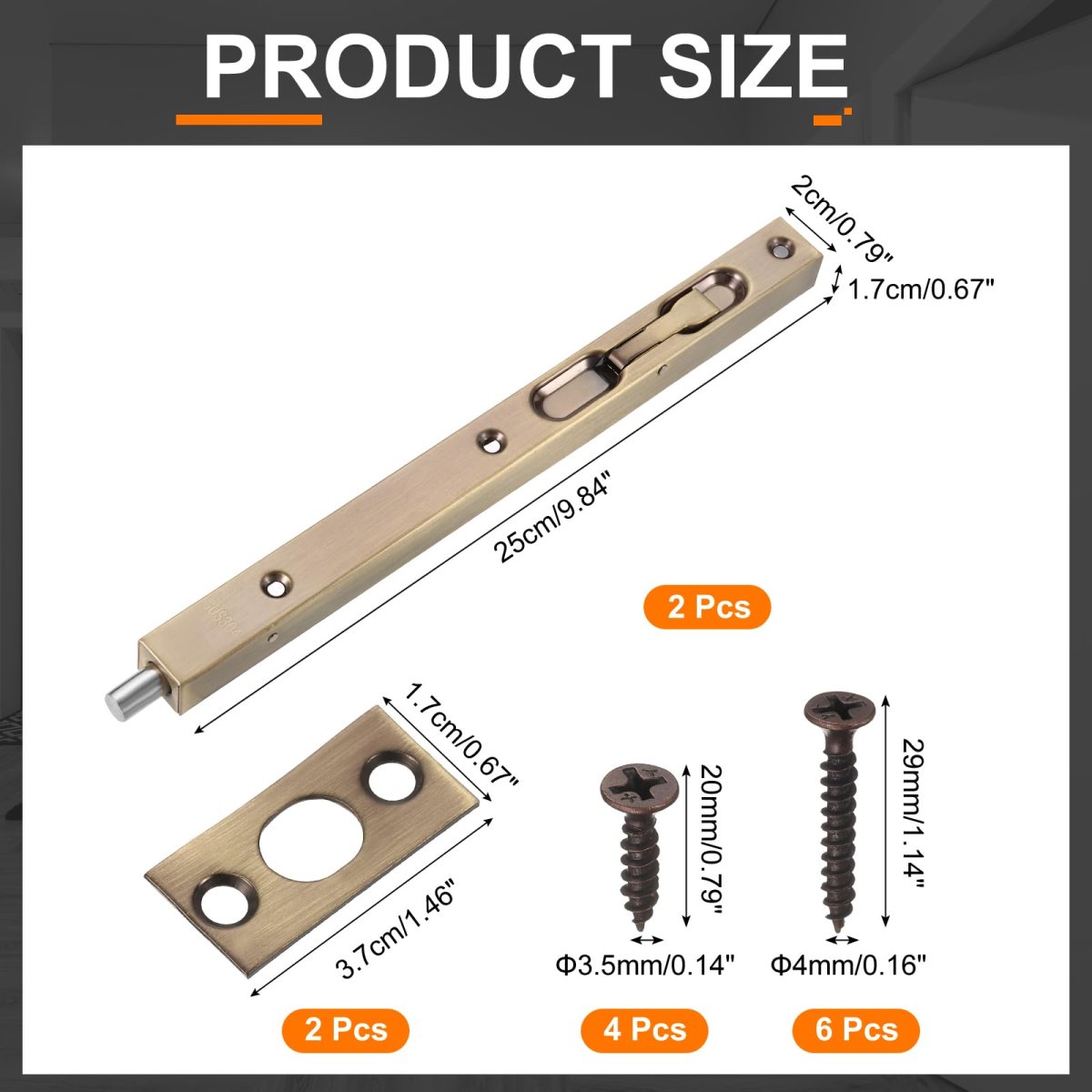 2pcs Door Flush Bolts Latch 10 Inch 304 Stainless Steel Security Guard Lever Action Slide Lock For Inactive Leaf Double Dummy