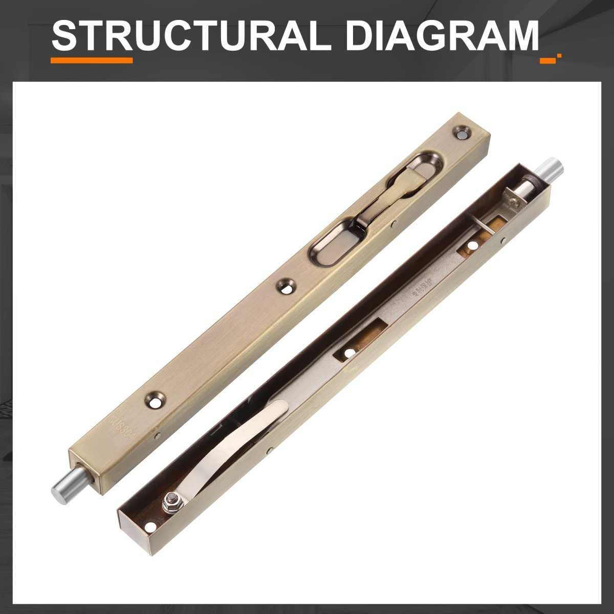 2pcs Door Flush Bolts Latch 10 Inch 304 Stainless Steel Security Guard Lever Action Slide Lock For Inactive Leaf Double Dummy