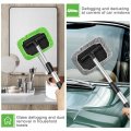 2 Sets Car Window Cleaner Kit With Adjustable Handle 6 Microfiber Pads And Spray Bottles 180 Degrees Swivel Windshield Cleaning