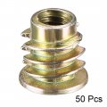 Uxcell Furniture Threaded Insert Nuts Zinc Alloy M4 Internal Threads 8mm Length 50pcs