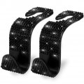 Otostar 2 Pack Car Headrest Hooks Handmade Bling Rhinestones Hangers Organizer Universal Auto Seat For Vehicle Black 