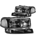 Compatible With Gmc Yukon Gmt800 Pair Of Black Housing Clear Corner Headlight Bumper 3rd Brake Light Red Lens