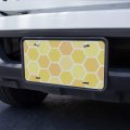 Yellow Honeycomb Pattern Novelty Metal Vanity Tag License Plate