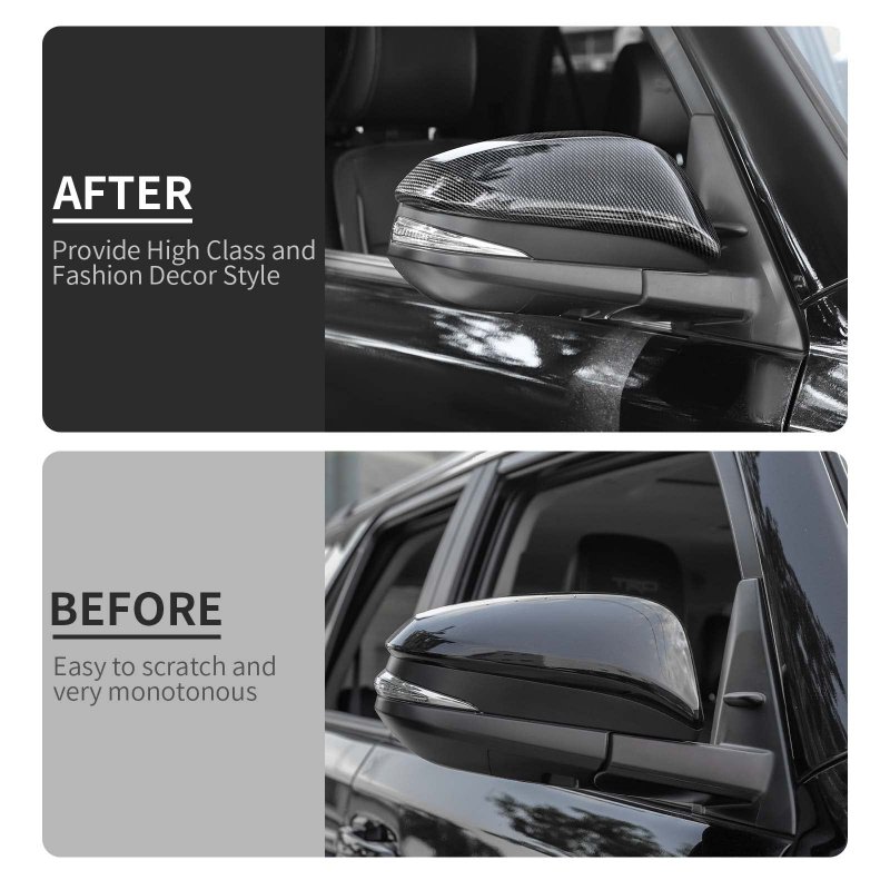 Carbon Fiber Side Mirror Covers For Toyota 4runner 2017 2023 Highlander 2014 2019 Rav4 Driver And Passenger Caps Abs Plastic