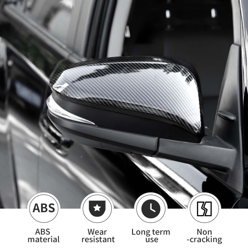 Carbon Fiber Side Mirror Covers For Toyota 4runner 2017 2023 Highlander 2014 2019 Rav4 Driver And Passenger Caps Abs Plastic