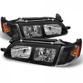 Akkon For Toyota Corolla Black Replacement Headlights Head Lamps Amber Corner 4pcs Set 