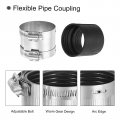 Uxcell Flexible Pipe Coupling 53-61mm Connector With Stainless Steel Hose Clamps Repair Clamp For Plastic And Metal Pipes