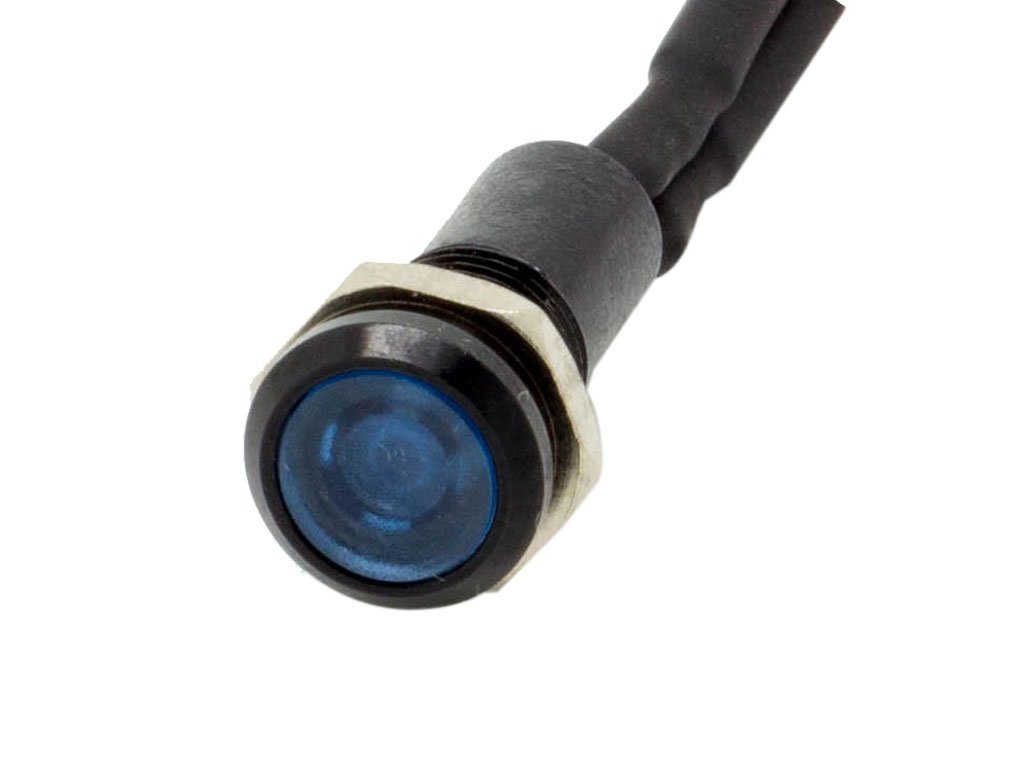 Alpinetech Black 16mm 5/8 12V LED Metal Indicator Pilot Custom Dash Light Lamp Blue 