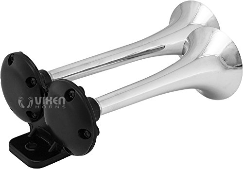 Vixen Horns Vxh2311c Loud 129db 2 Dual Trumpet Train Air Horn With One Compressor Full Complete System Kit Chrome 12v
