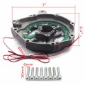 Httmt- Black Engine Stator Cover Clear Green Led Compatible With 04-07 Cbr1000rr 04-14 Cb 1000rr P N Mt050a-bk Green