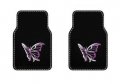 A Set Of 4 Universal Fit Front And Rear Logo Plush Carpet Floor Mats-purple Butterfly
