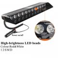 Sidaqi 12-led Red White Windshield Dash Strobe Lights With Suction Cups 14 Modes High Intensity Emergency Light Bar For Car
