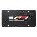 Cadillac V 2007 Logo Uv Graphic 100 Real Black Carbon Fiber License Plate Official Licensed 