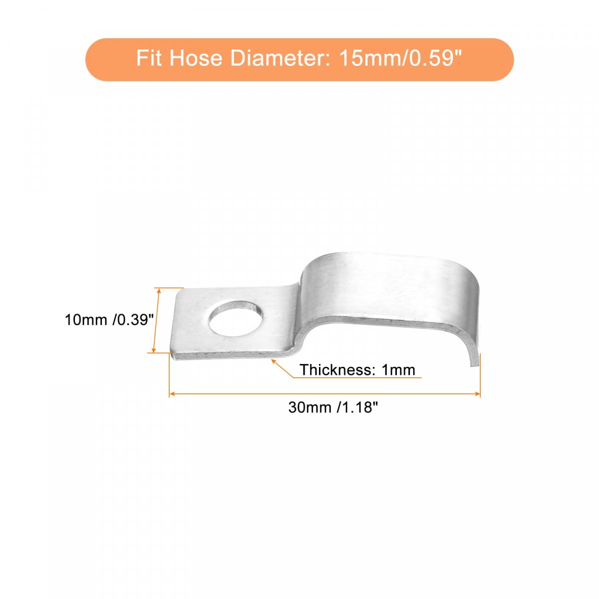 30 Pcs Pipe Strap 304 Stainless Steel Support Fit For 9 16in 15mm Tube Tension Clip With 1 Hole 5mm Height Continuouss Emt