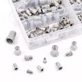 Glarks 180pcs 304 Stainless Steel Flat Head Threaded Rivetnut Insert Nutsert Rivet Nut Assortment Kit M3 M4 M5 M6 M8 M10