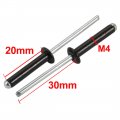 Uxcell M4x20mm Aluminum Open End Round Dome Head Blind Rivets Black 50pcs