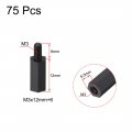 Uxcell M3x12mm 6mm Male-female Hex Nylon Pcb Motherboard Spacer Standoff For Fpv Drone Quadcopter Computer Circuit Board Black
