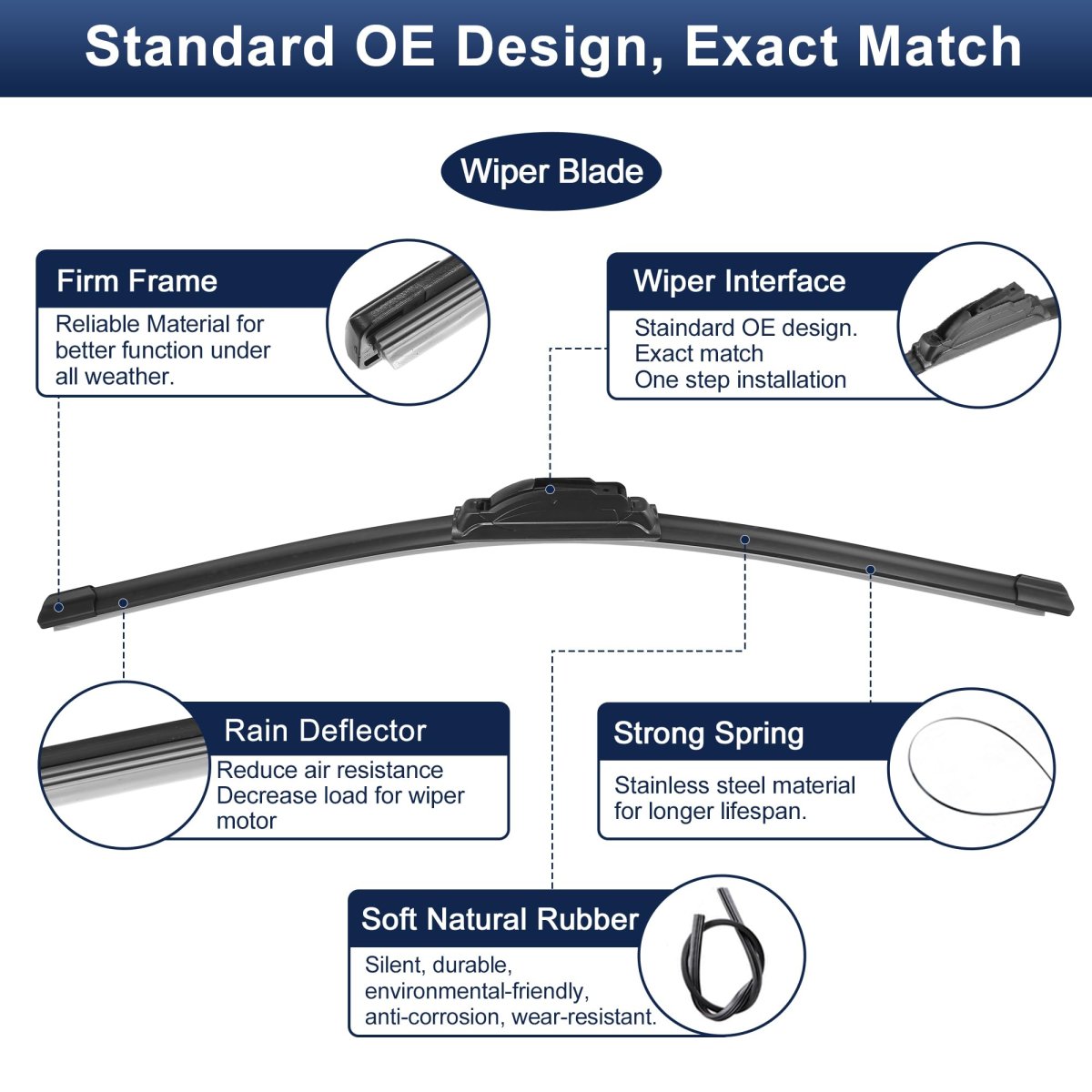 Front Windshield Wiper Blades For Mazda Cx-5 2013-2016 24 In And 18 Silicone Set J U Hook All Seasons Black 2 Pieces