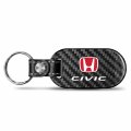 Ipick Image Made For Honda Red Logo Civic 100 Real Black Carbon Fiber Tag Style Key Chain