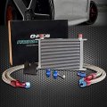 25 Row Aluminum Engine Transmission Oil Cooler Kit Compatible For N54 Twin Turbo 135 E82 335 E90 E92 E93 Silver