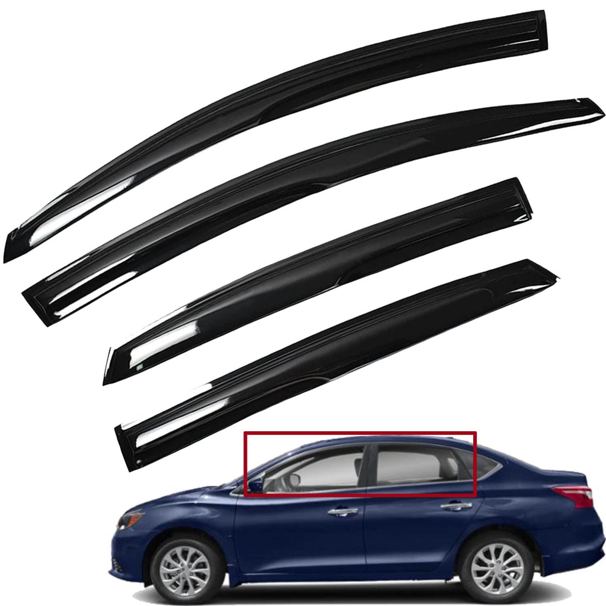 Window Visors Sun Rain Guards Deflectors For Car 4-pack Vent Shade Deflector Replacement Sentra 2013-2019