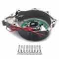 Httmt- Black W Yellow Led Left Engine Stator Cover See Thru Compatible With 2006-2014 Yamah Yzf-r6 P N Mt313-008a-bk