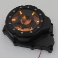 Httmt- Black W Yellow Led Left Engine Stator Cover See Thru Compatible With 2006-2014 Yamah Yzf-r6 P N Mt313-008a-bk