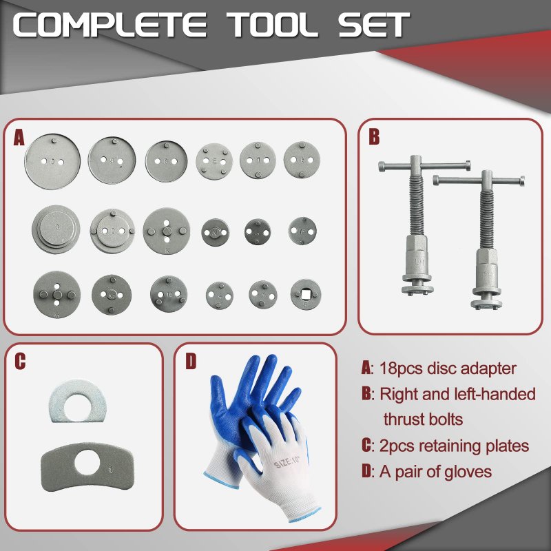 Atpeam 24pcs Disc Brake Caliper Wind Back Tool And Piston Compression Sets Universal Compressor For Pad Replacement Reset