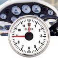 Qiilu Clock Meter Gauge 12-hour Format 9-32v Dc Hourmeter Instrument Panel Gauges Display Red Backlight 52mm 2 Install Dia For