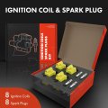 A-premium Set Of 8 Yellow Ignition Coil Pack And Iridium Spark Plugs Compatible With Chevrolet Silverado Gmc Sierra 1500 2500