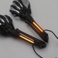 Httmt- Black Led Skull Rearview Mirrors Compatible With H-d Dyna Wide Super Glide Street Fat Bob Low Rider P N Mt333-b-a-bk
