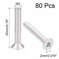 Uxcell M3x20mm Flat Head Machine Screws Inner Hex Screw 304 Stainless Steel Fasteners Bolts 80pcs