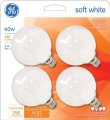 Ge Lighting G16 Globe Vanity Light Bulbs Soft White Decorative 40-watt 290 Lumen E12 Candelabra Base 4-pack